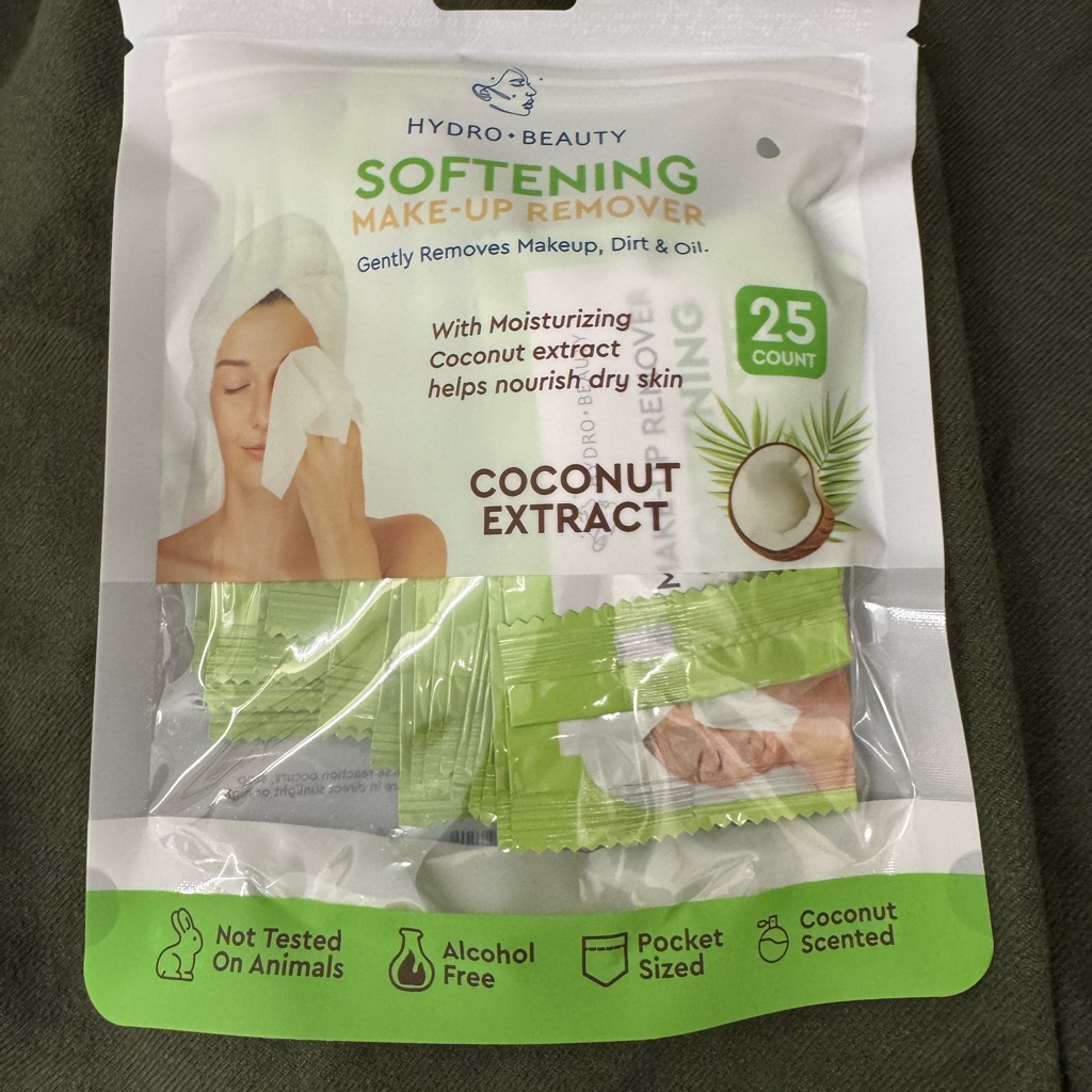 Hydro Beauty Softening Makeup Remover Wipes Coconut Extract Nip Price Reduced
